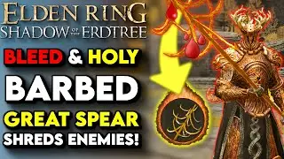 OVERPOWERED Great Spear In Elden Ring! - Barbed Staff Spear Build (Shadow of the Erdtree Build)