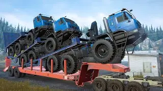 SnowRunner - Heavy Overload 3 Kamaz Arctic 6345 - Loading On Mack Defense M917A3 Low Loader Trailer