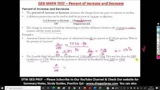 Percent Increase and Decrease Word Problems   GED Math Test Crash Course