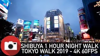 One Hour Night Walk in Shibuya - Summer 2019 - Slow TV - Tokyo -  4K 60FPS