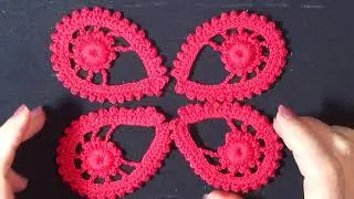 Lesson 11. Red dress. Drop element. Crochet. Irish lace.