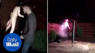 Hilarious moment blow-up doll strapped to firework explodes - Daily Mail