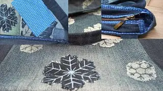 Denim alterations. The second life of old jeans. A bag with an applique with your own hands. DIY