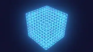 Retro Synthwave 80s Arcade Glowing Neon Cubic 3D Wireframe Cube Spins 4K Motion Background for Edits