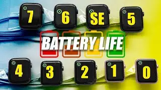 Apple Watch Series 7 VS Series 6, SE , 5, 4, 3, 2, 1, 0. Battery Life DRAIN Test.