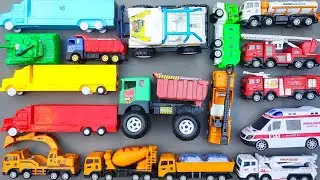 found toy excavators, dump trucks, jeeps, molen trucks, trontons and fire trucks