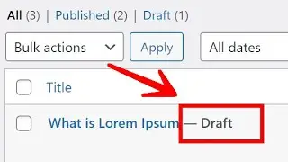 Change Published Post to Draft in WordPress