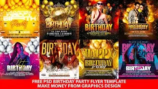 birthday party flyer photoshop free psd template | make money from graphics design online course