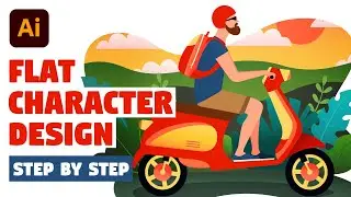 CHARACTER ILLUSTRATION | Illustrator CC Tutorial (Flat Design Guy on Scooter)