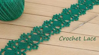 Красивое и простое ЛЕНТОЧНОЕ КРУЖЕВО вязание крючком КАЙМА мастер-класс Crochet Tape Lace Tutorial