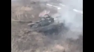 Russian T-72 Crashes Into Ditch After Drone Strike