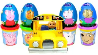 Playing Wheels on the Bus Peppa Pig and Friends Play Doh Molds