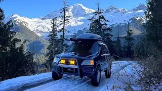 Snow Car Camping in my Honda CR-V on the side of a Volcano. (MT. Baker, WA)