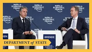 Secretary Blinken participates in a conversation with World Economic Forum President Børge Brende