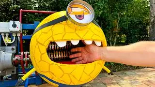 Real Life MEGA MINION Shredder Robot Eats Almost Anything & Anyone